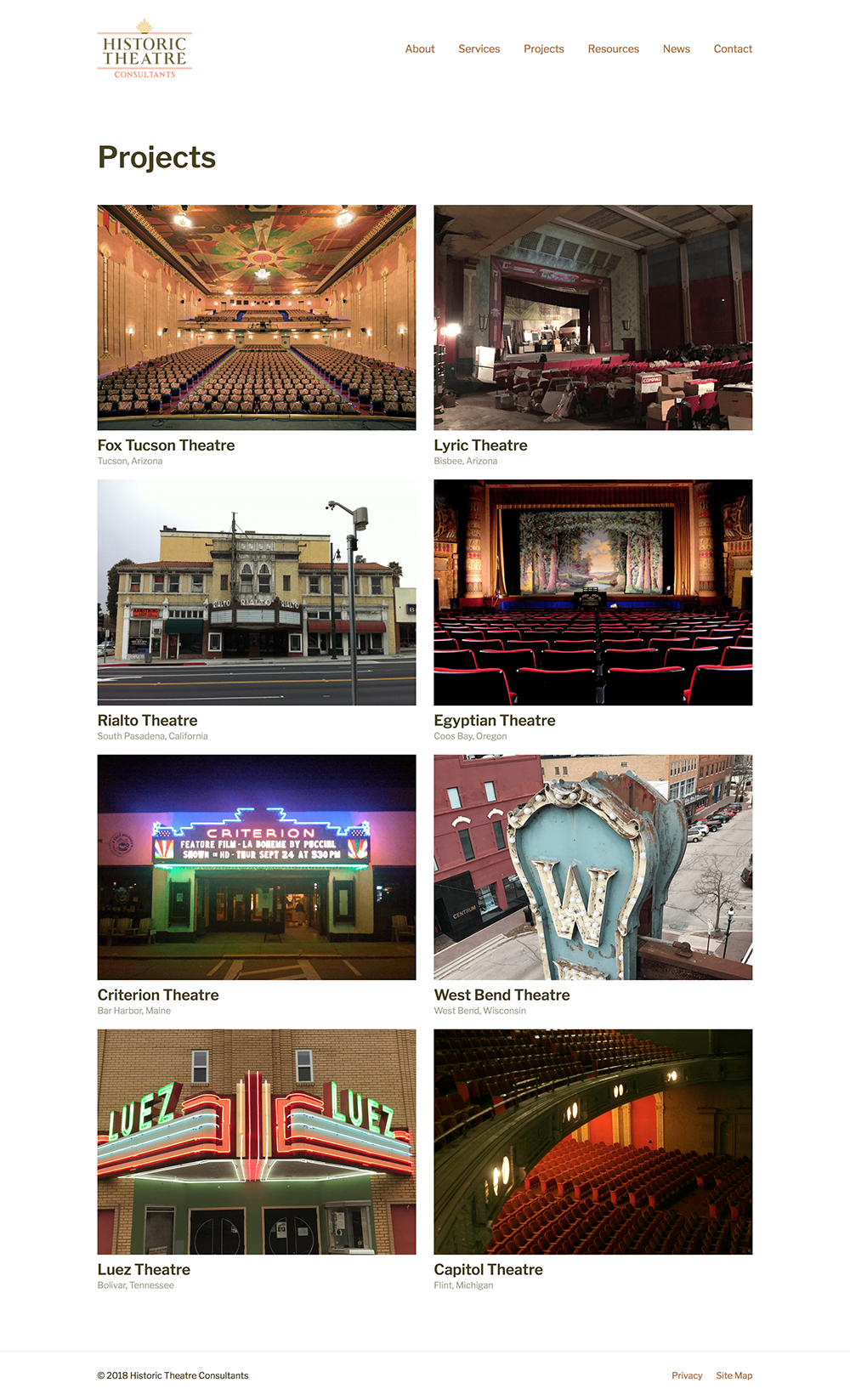 Historic Theatre Consultants Responsive Web Design